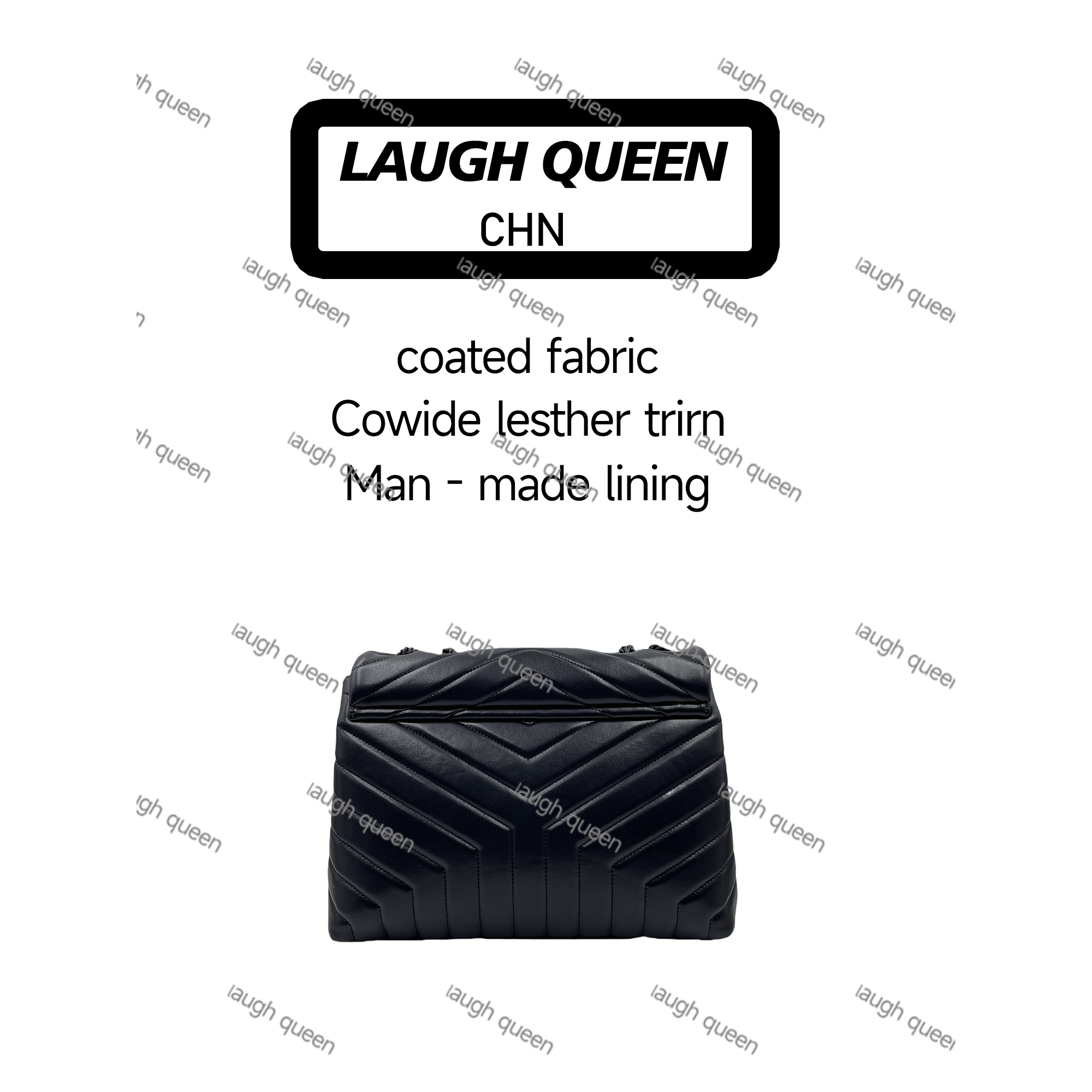 Laugh Queen手工打造真皮女士新款包 10865 小v 黑色