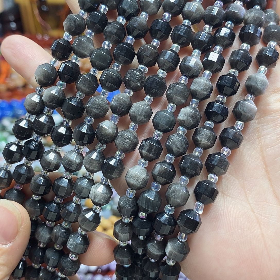 玛瑙/玉髓未镶嵌珠宝半成品银耀路路通一条卡8mm