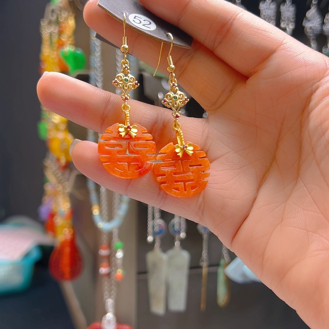 未镶嵌翡翠耳坠翡翠