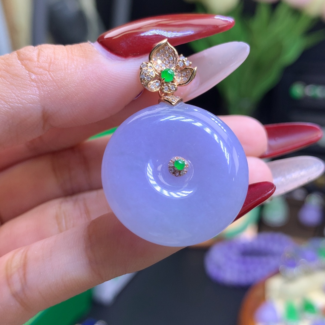 翡翠颈饰18K金镶嵌天然