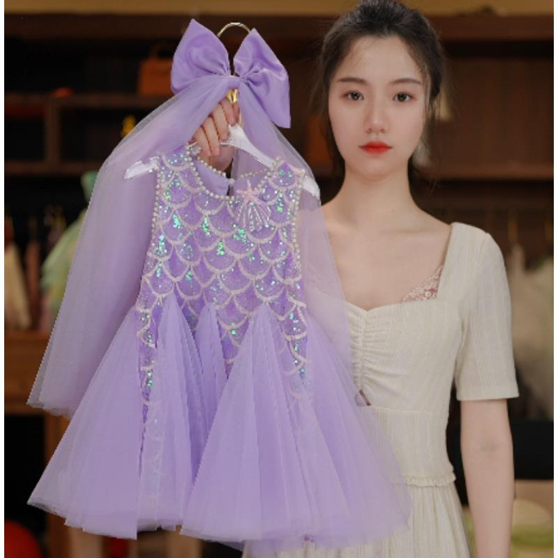 【Y.d0091】25夏季新款女童亮片公主裙珍珠圆领无袖女宝气质连衣裙