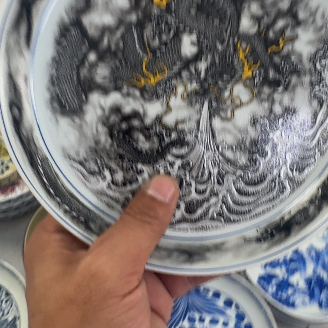 摆件黑墨龙吸水大壶承