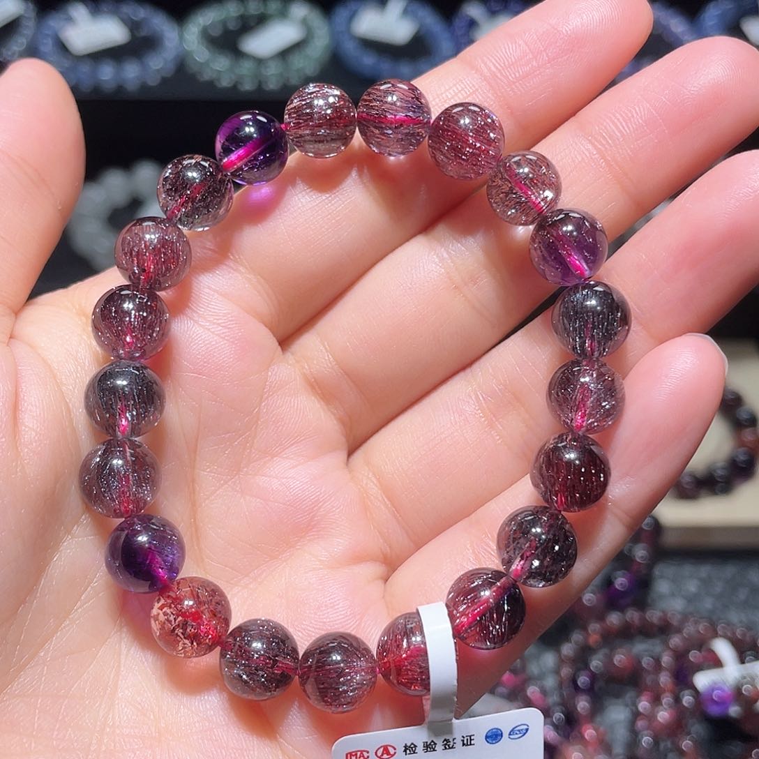 水晶手链未镶嵌超七手链，晶体通透