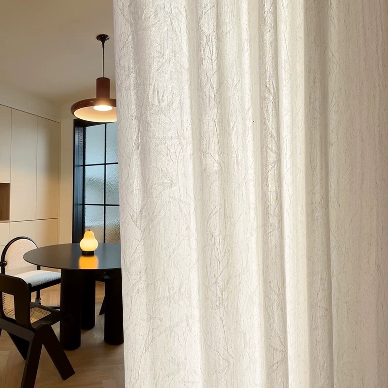 清竹宋式美学中古风窗帘竹隐亚麻新中式客厅阳台透光不透人纱帘