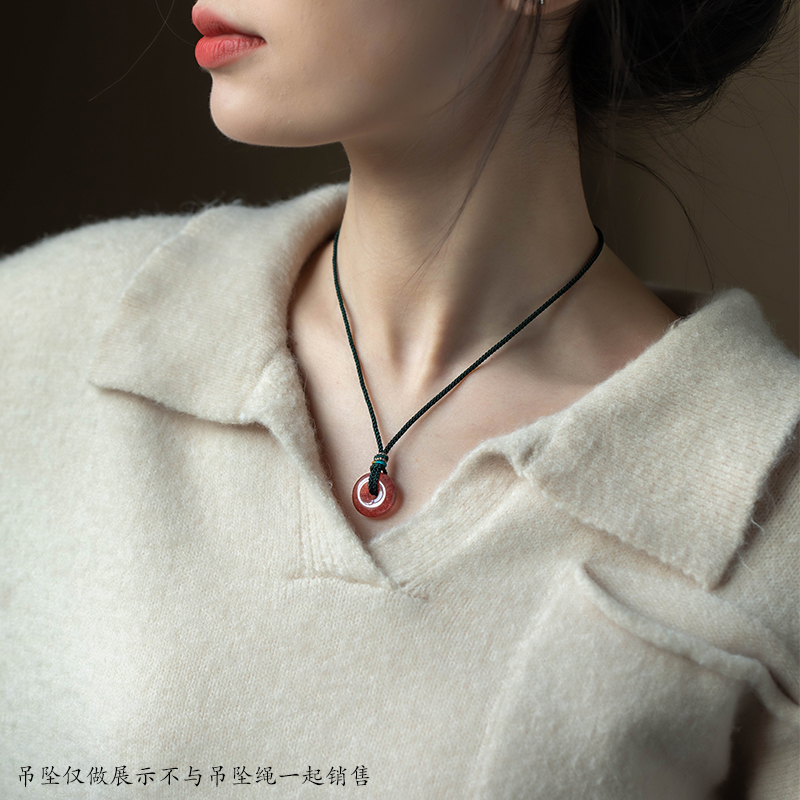 细款免绑平安扣古币吊坠挂绳挂脖男女简约可调节戒指挂绳玉项链绳