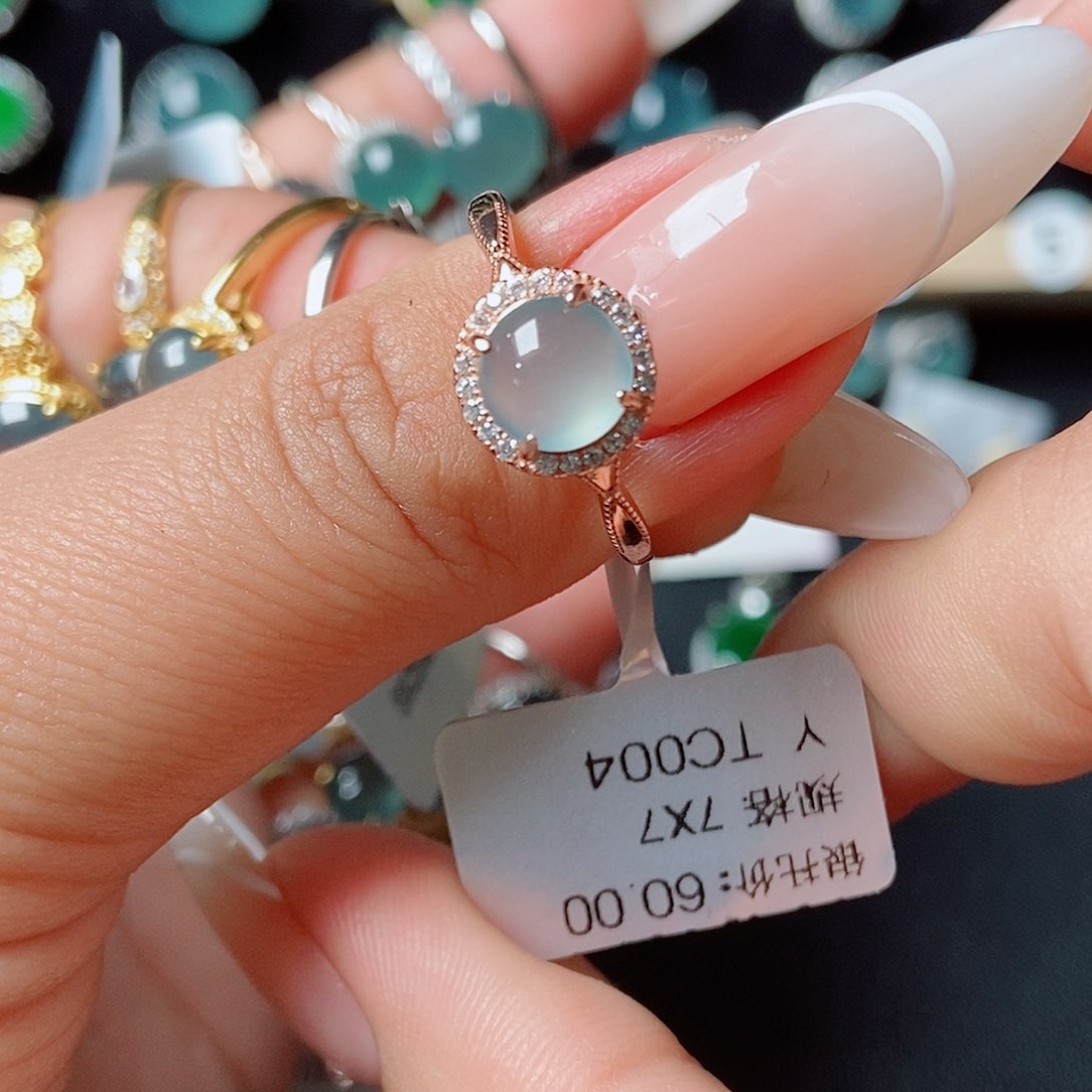 翡翠戒指银S925镶嵌5584