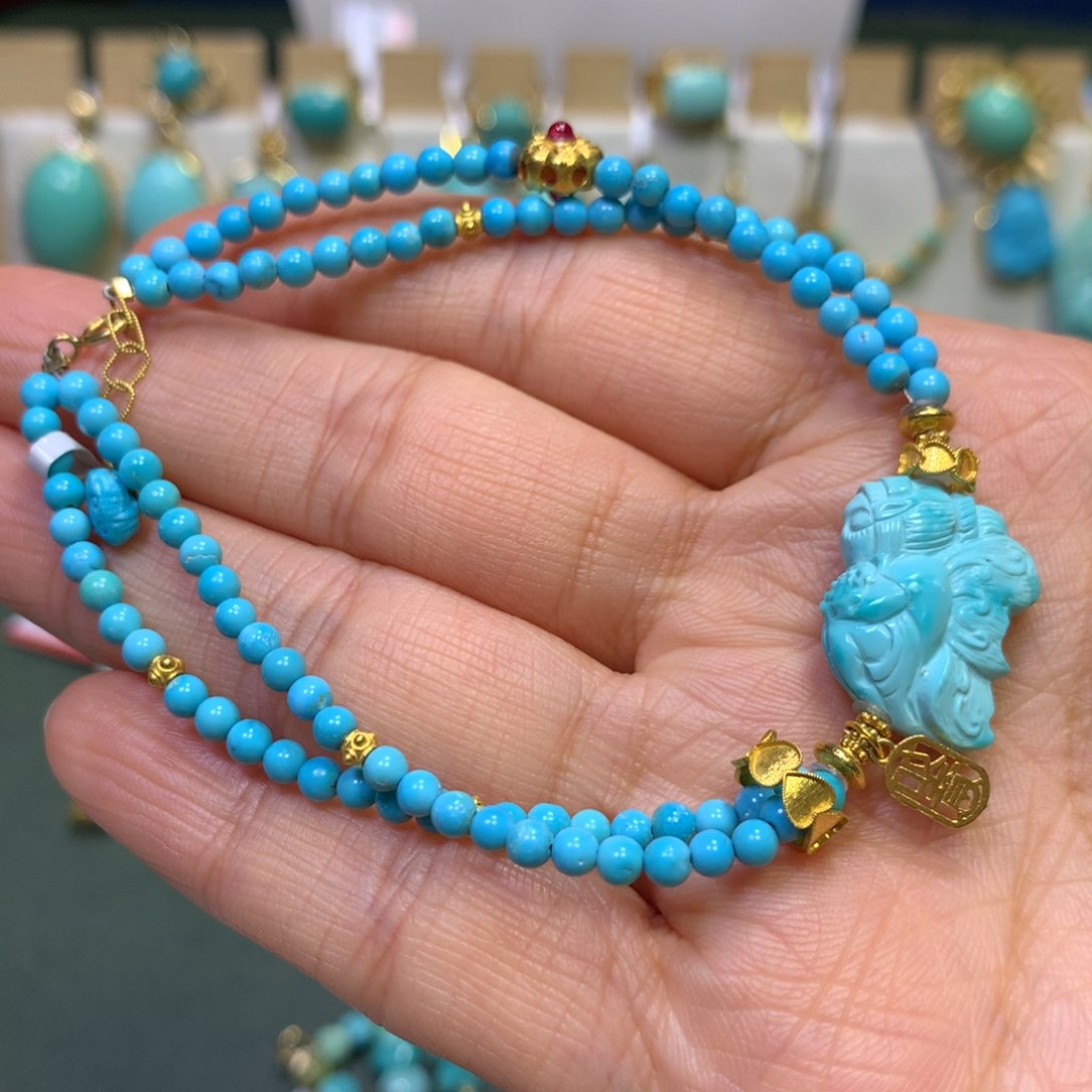 绿松石手串18K金镶嵌