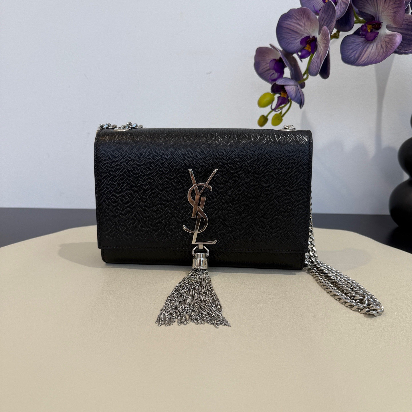 99新 YSL/圣罗兰 悦奢臻选/kate/小号/黑银/流苏包/斜挎包/单肩包