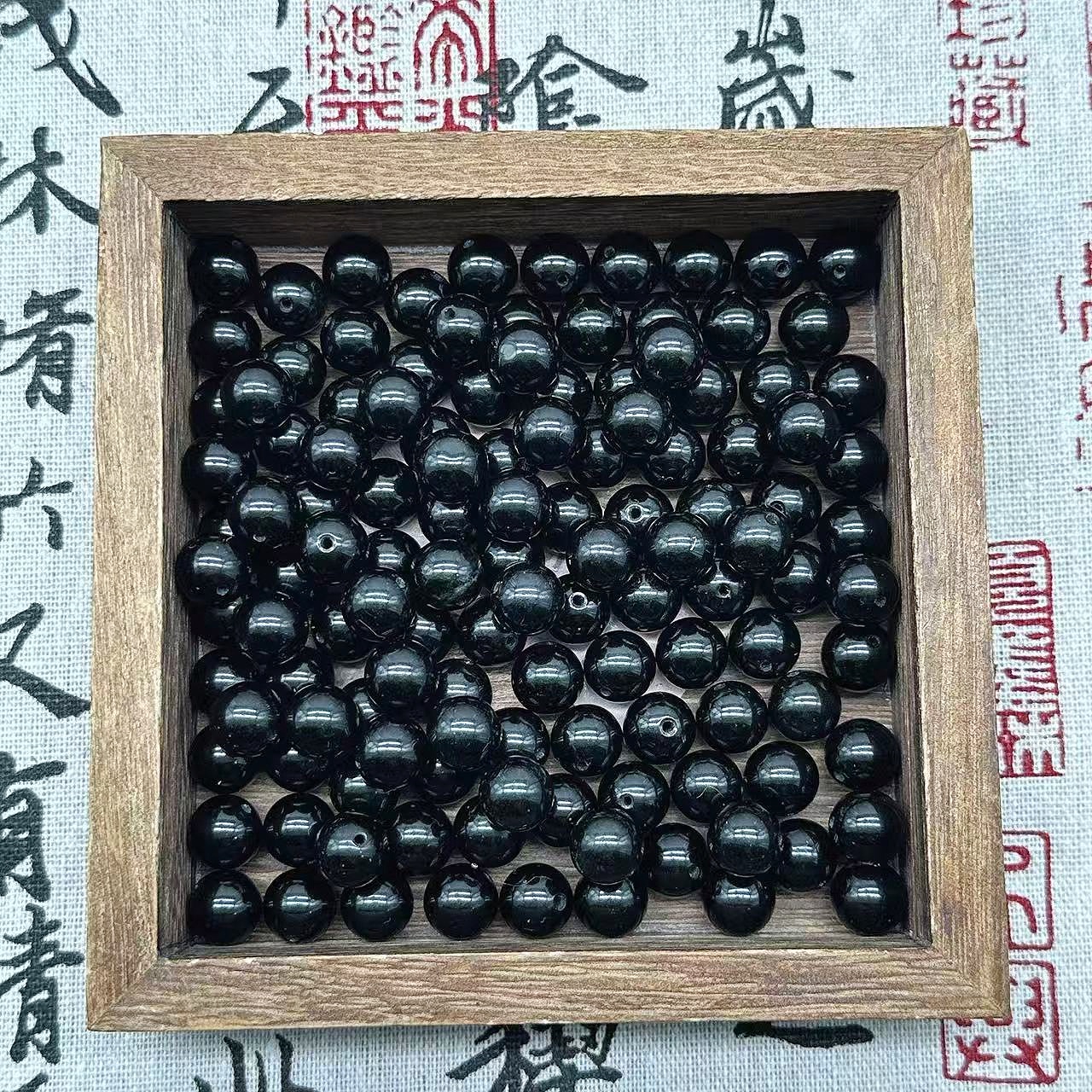 【黑曜石8/10mm】黑曜岩材质 健康之石 DIY手工串珠 散珠多样性发一
