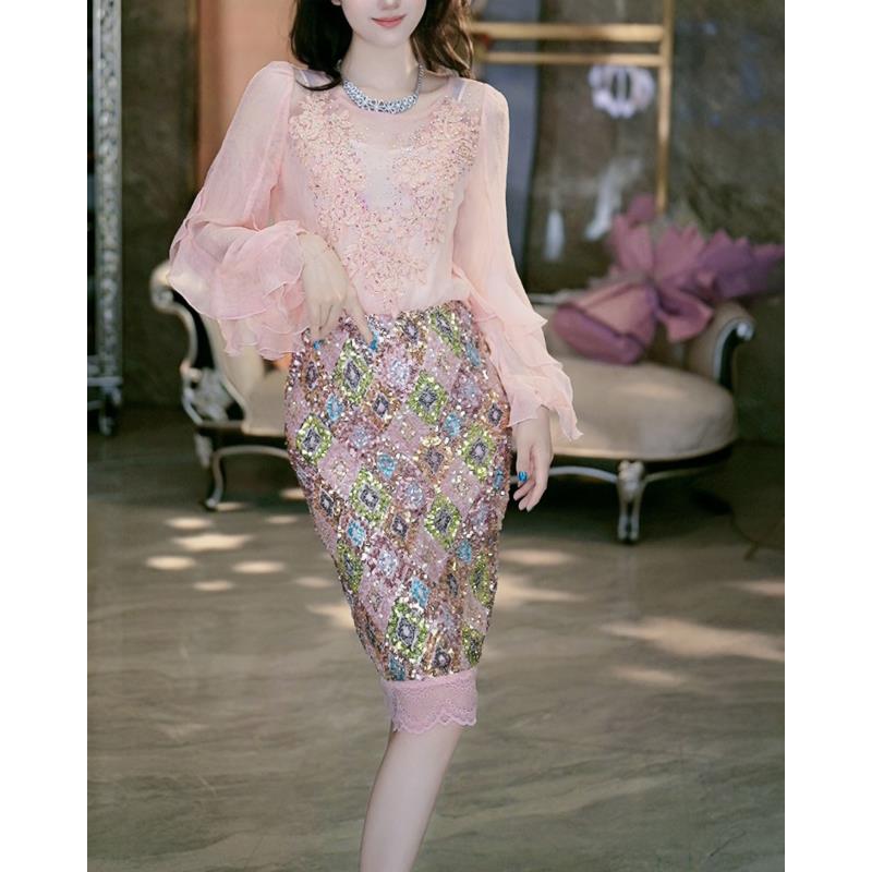 SEJI/瑟纪4-16【甜宠千金】欧若风重工时尚气质百搭半裙