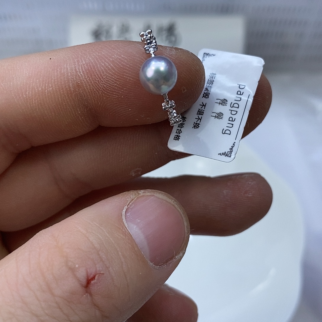 戒指海水珍珠银S925镶嵌