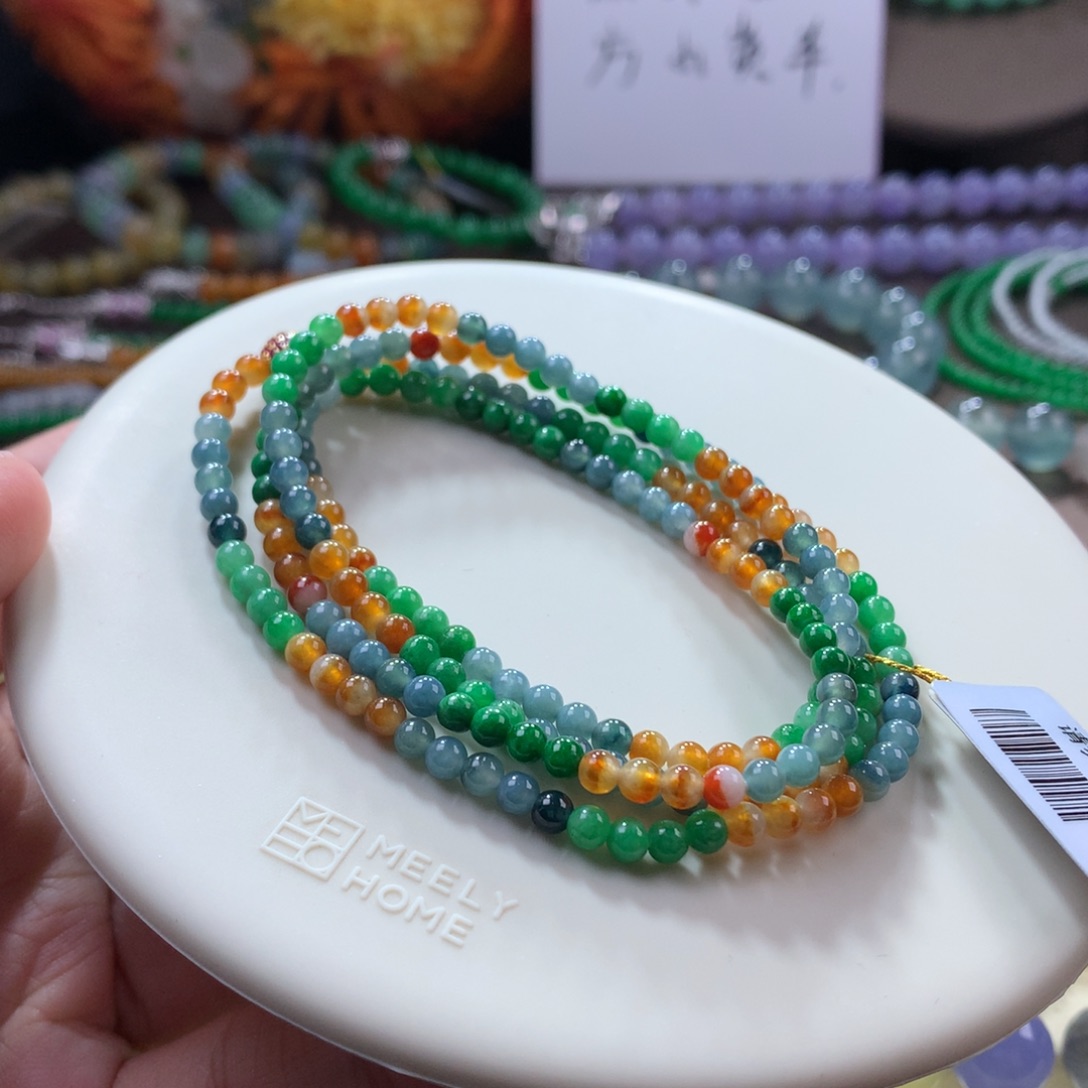 翡翠手链未镶嵌复古多宝小米