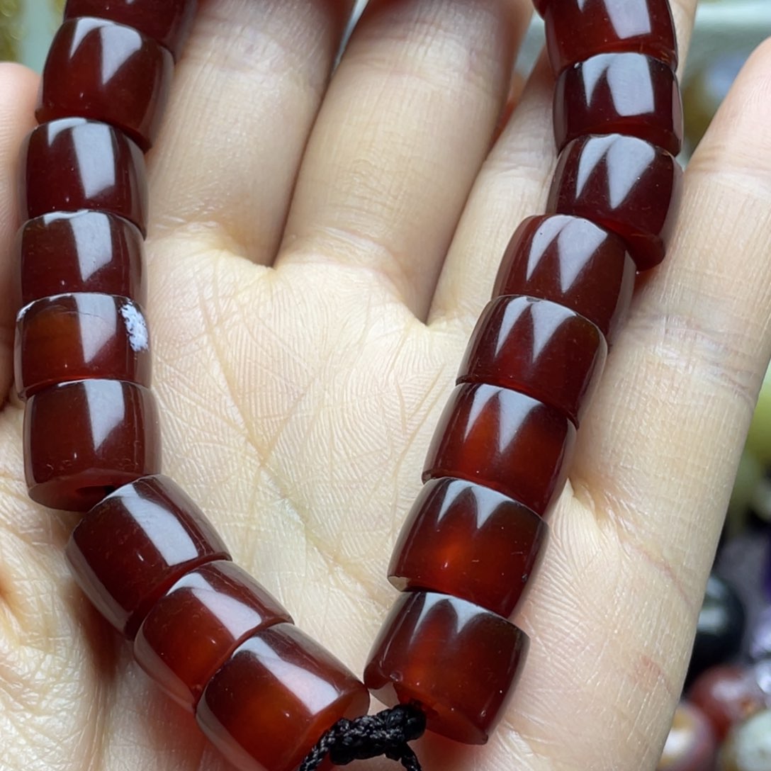 玛瑙/玉髓未镶嵌手链老*西玛珠手串