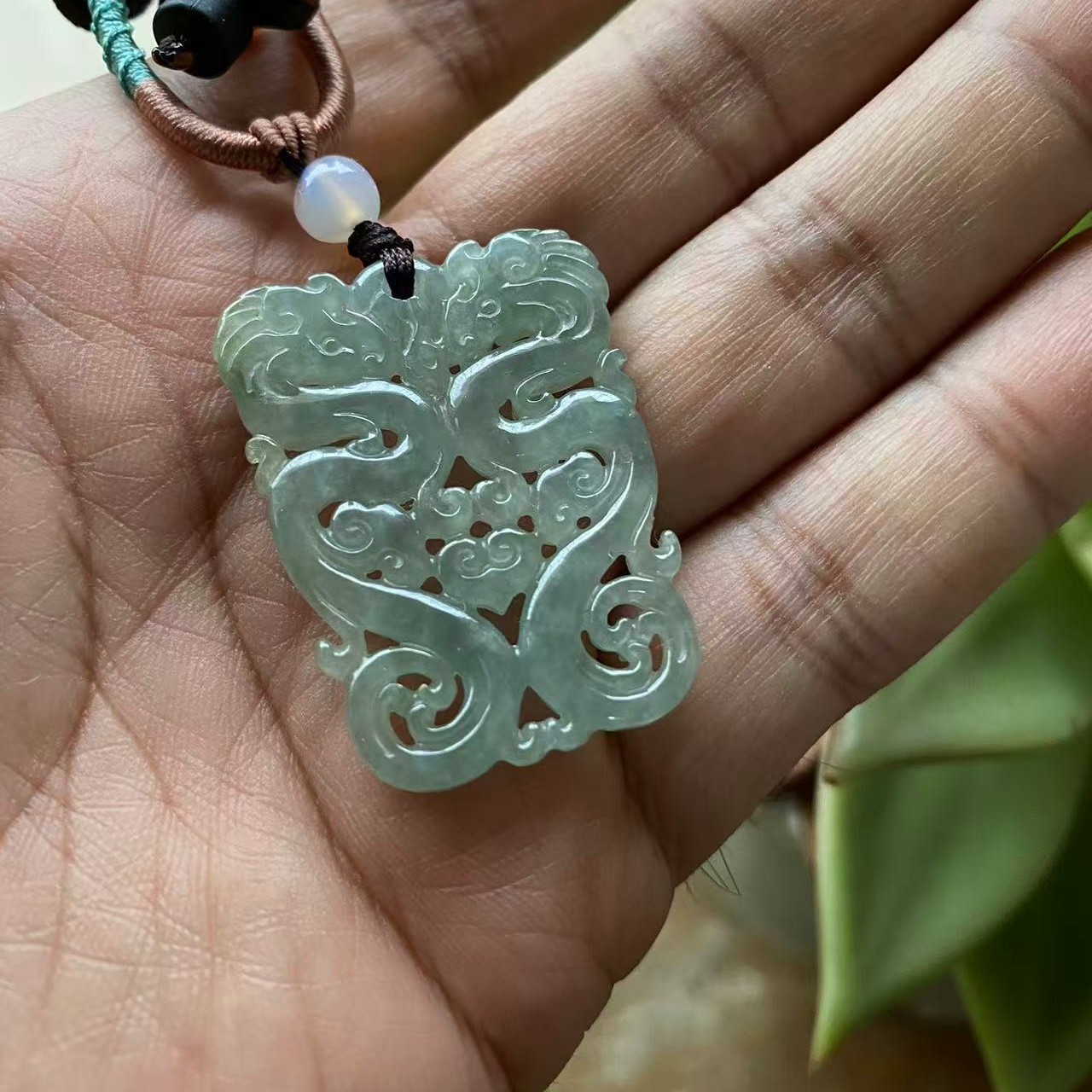 仿古双龙玉佩天然缅甸翡翠A货古香古色高雅大气气质优雅时尚