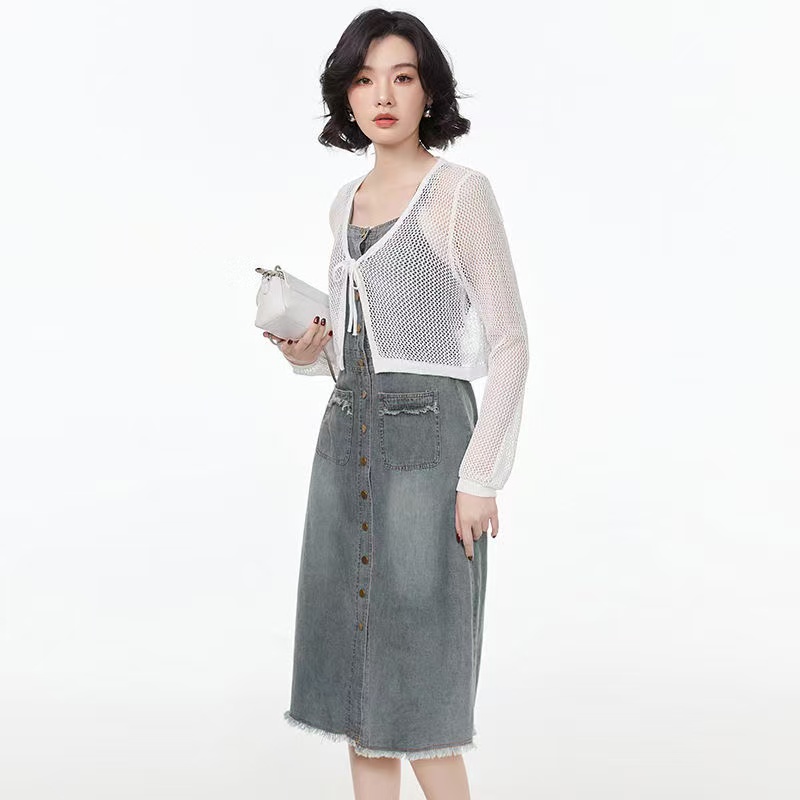 【A1013】2025秋季新款女时尚减龄洋气高端气质显瘦套装牛仔裙