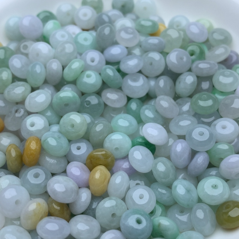 【闪购商品】翡翠手链未镶嵌卡4.8x7.5多宝鼓珠40颗