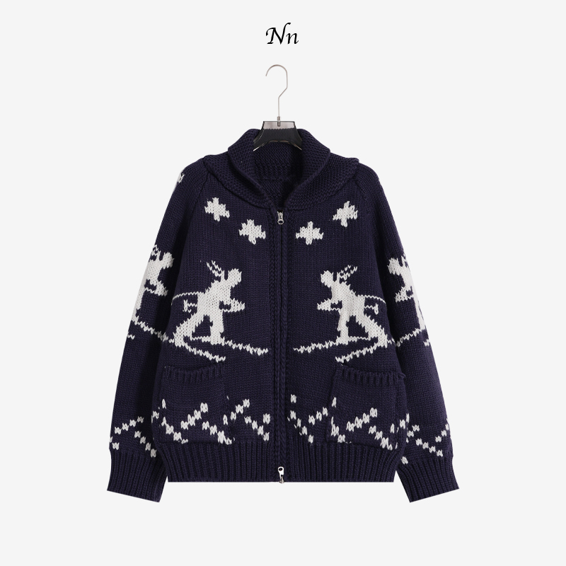 【雪地漫游】绵羊毛翻领滑雪设拉链开衫外套 202518