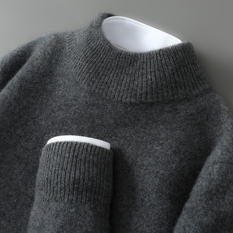 【崔万志工厂】重磅加厚100%羊毛衫男半高领毛衣宽松套头打底衫长袖