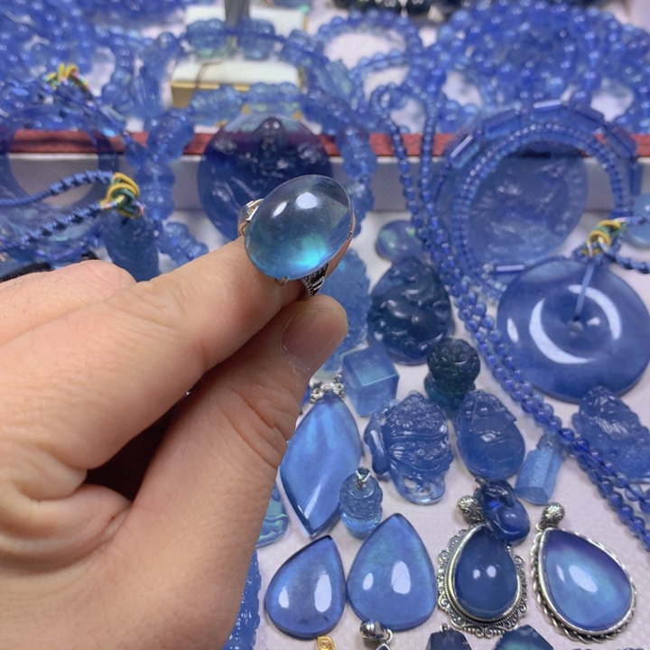 海蓝宝石颈饰银S925镶嵌木***?