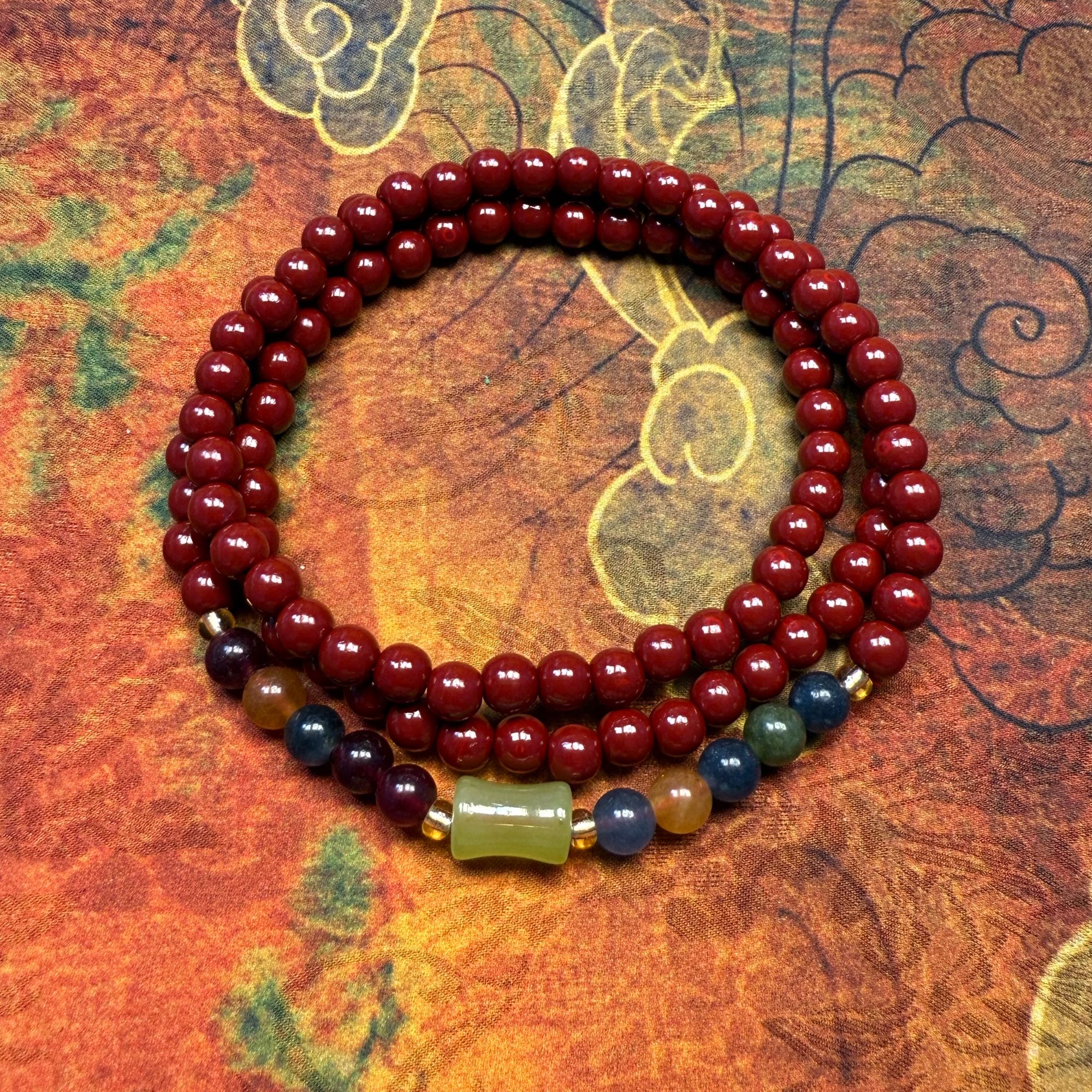 含辰砂工艺品A066朱砂多圈手链-无礼盒