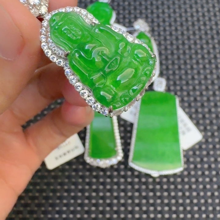 翡翠银S925镶嵌颈饰吊坠