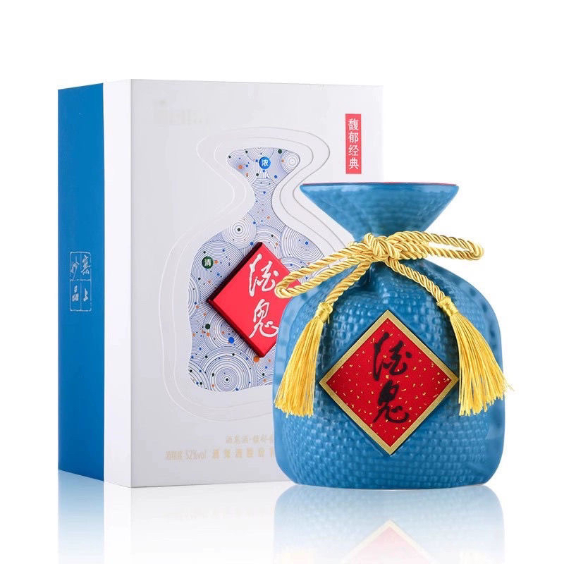 酒鬼酒鬼酒馥郁经典 蓝坛 52度馥郁香型白酒 500mL*1瓶礼盒装52度