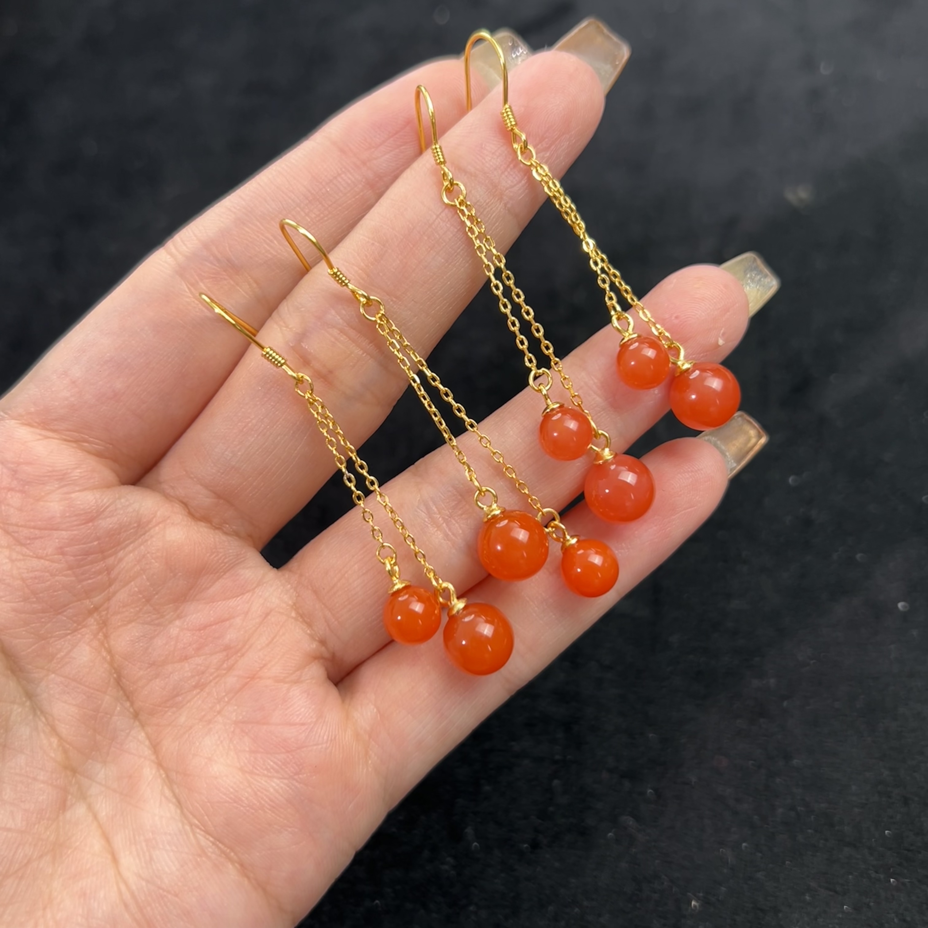 【云上】DS24170-S925银镶嵌南红玛瑙耳环 多样性发其一-6*8mm（WJ）