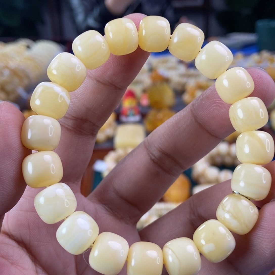 琥珀珠宝奇石未镶嵌11浓蜡老型手串16.4