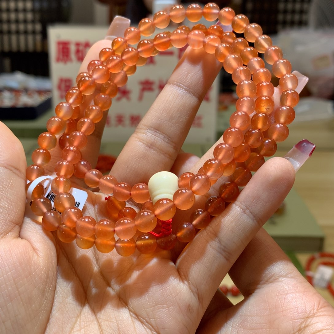 南红玛瑙6+冰橘108珠串未镶嵌