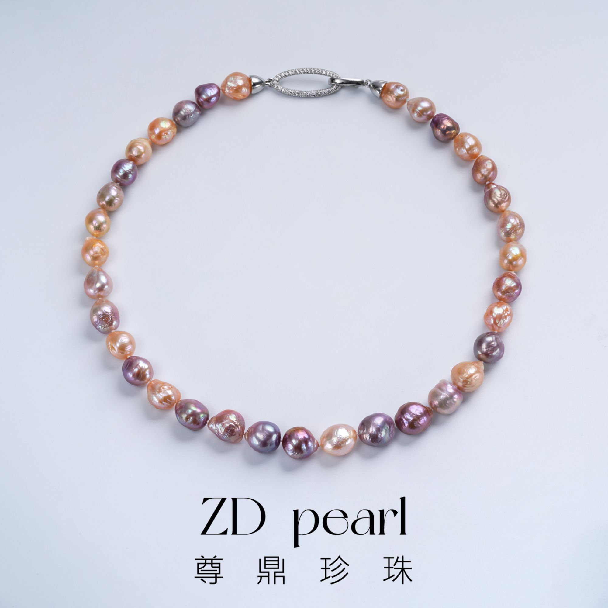 【TNS】尊鼎珍珠-合金淡水珍珠混彩糖果巴洛克项链-9-11mm 