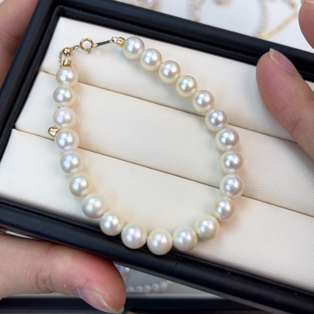 海水珍珠手链18K金镶嵌