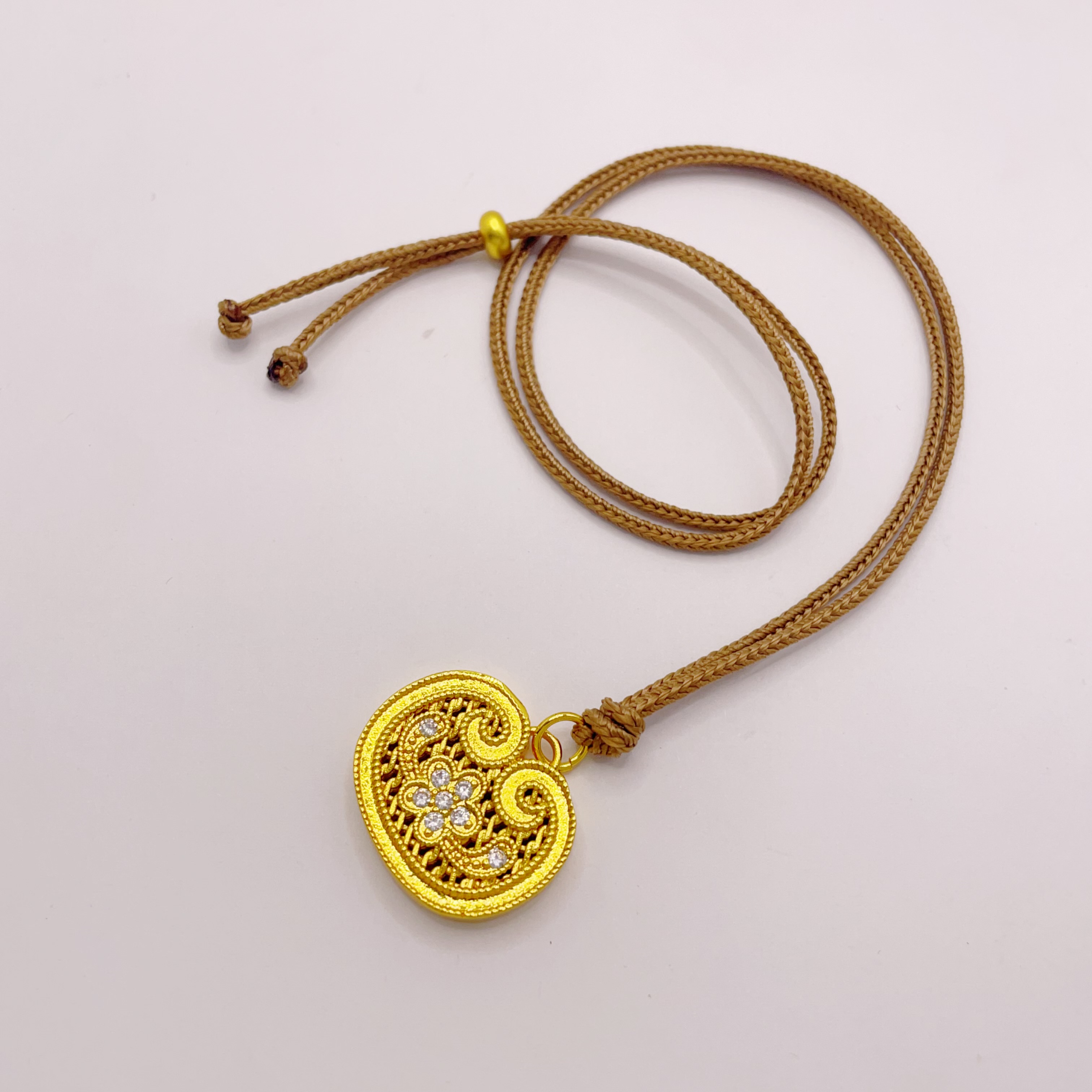 铜合金吊坠 气质百搭轻奢白钻元宝吊坠锁时尚百搭复古