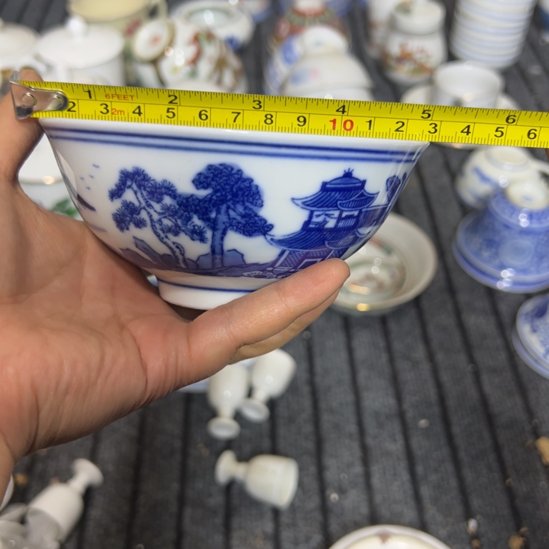 陶摆件13厘米浑水梧桐饭碗