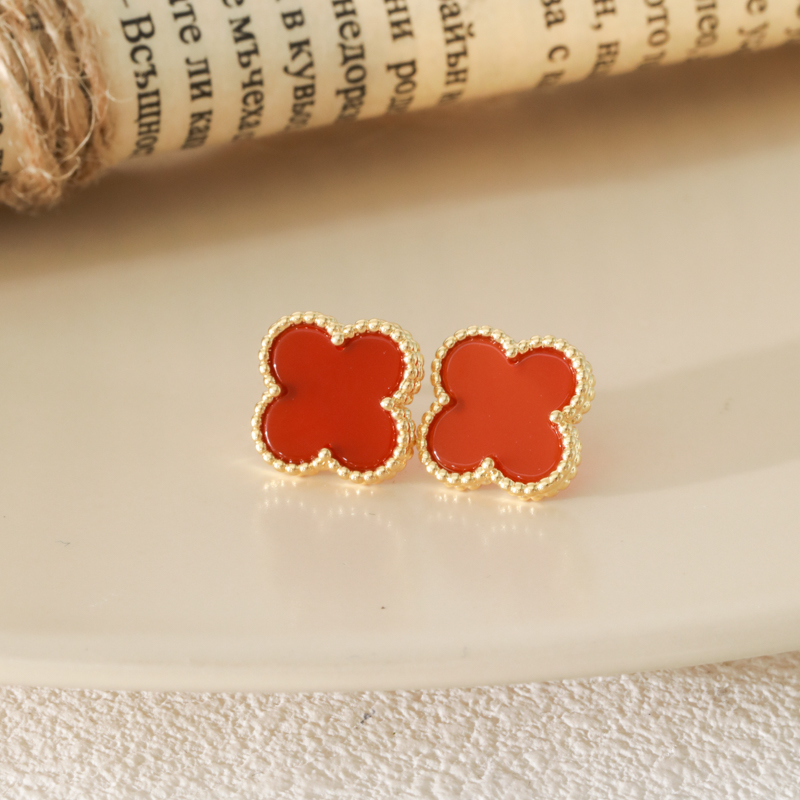 铜合金耳饰 5861百搭 时尚简约四叶草轻奢气质耳环经典