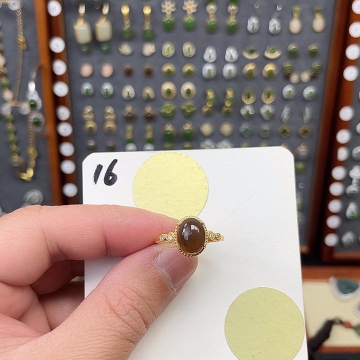 和田玉（糖玉）戒指银S925镶嵌和田玉16