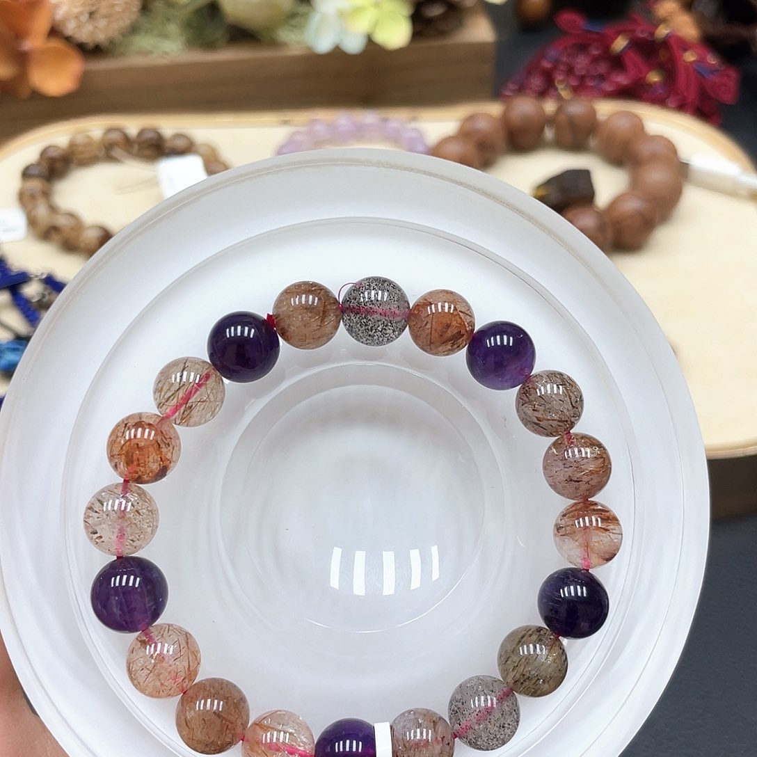 水晶手串未镶嵌三轮骨干超七