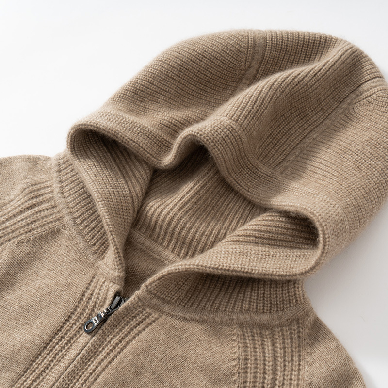 高端品牌lp同款羊绒衫男开衫外套连帽100%纯羊绒毛衣带帽针织卫衣