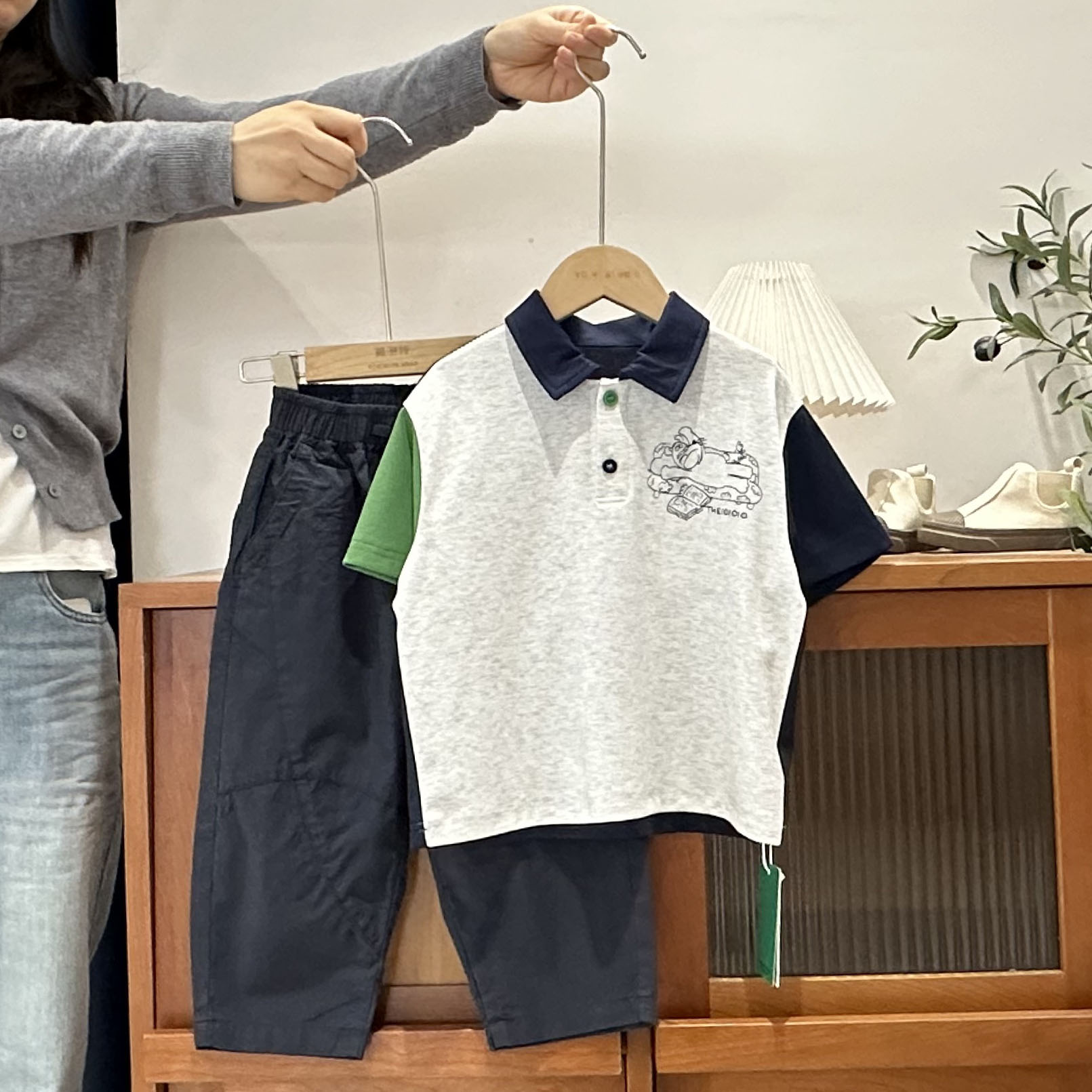 【三色Polo】儿童夏季简约三色拼接POLO衫短袖54149