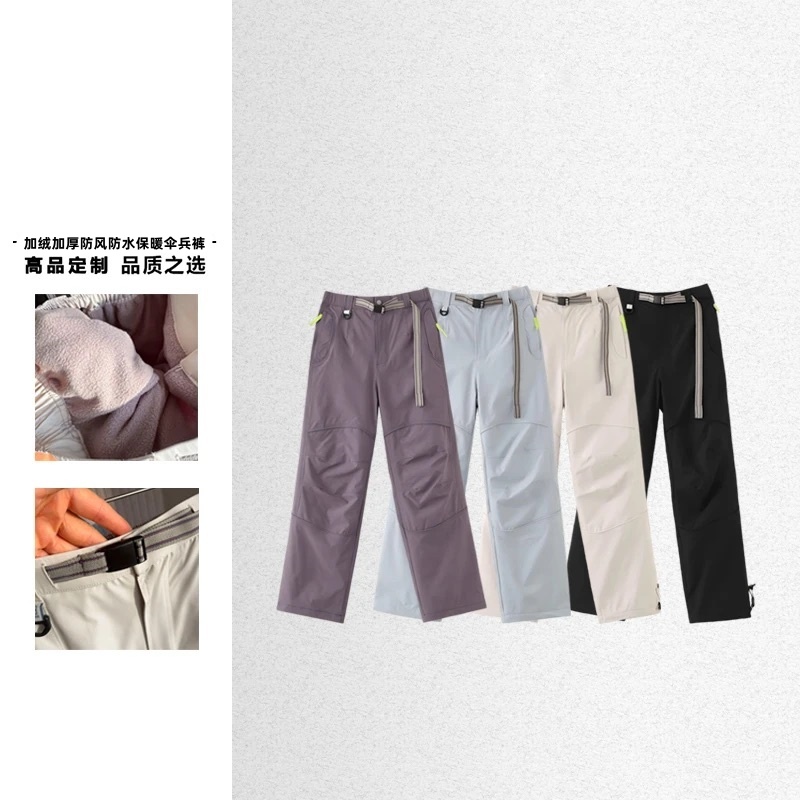 山系户外~情侣加绒加厚防风防泼水冲锋休闲伞兵裤