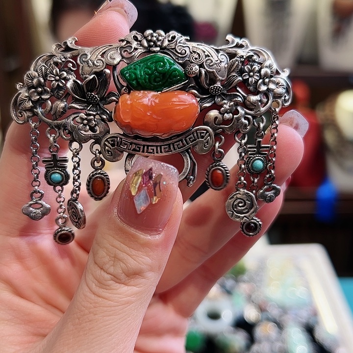 翡翠吊坠(不含链)银S925镶嵌吊坠