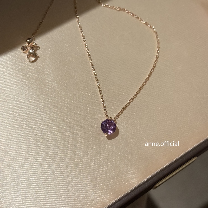 铜合金项链 幻紫星紫色玫瑰花项链【A225】