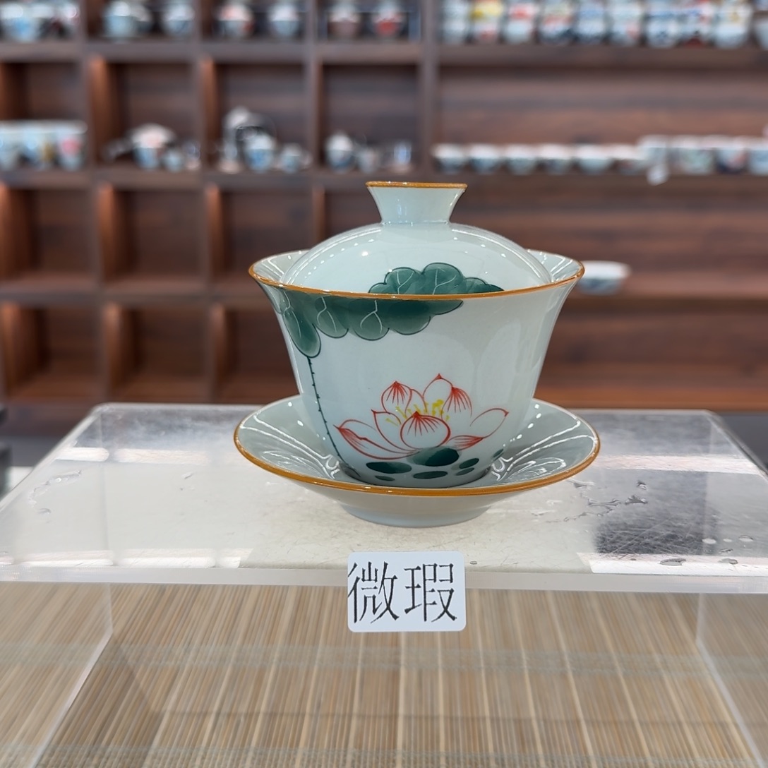 釉下手绘茶具微瑕
