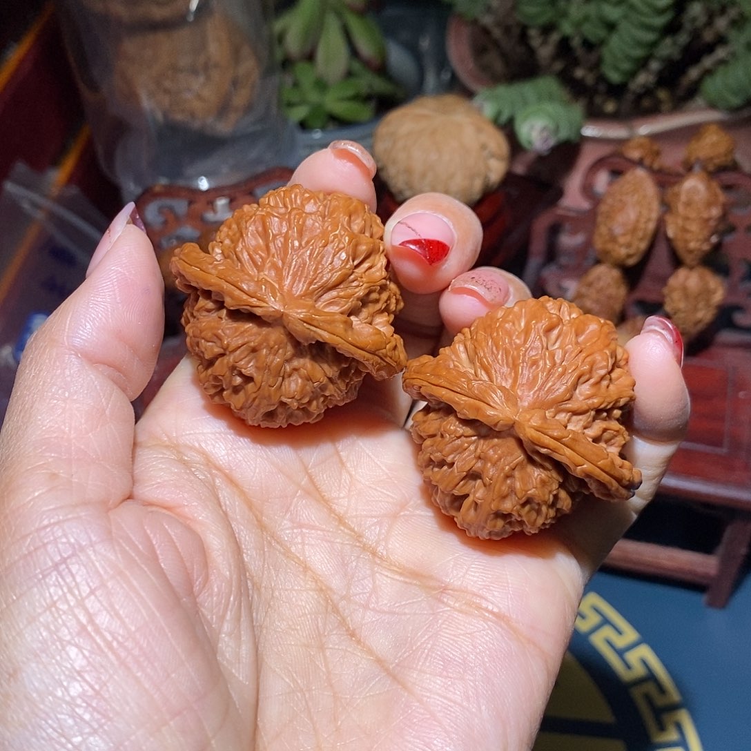 文玩核桃把件42三角白