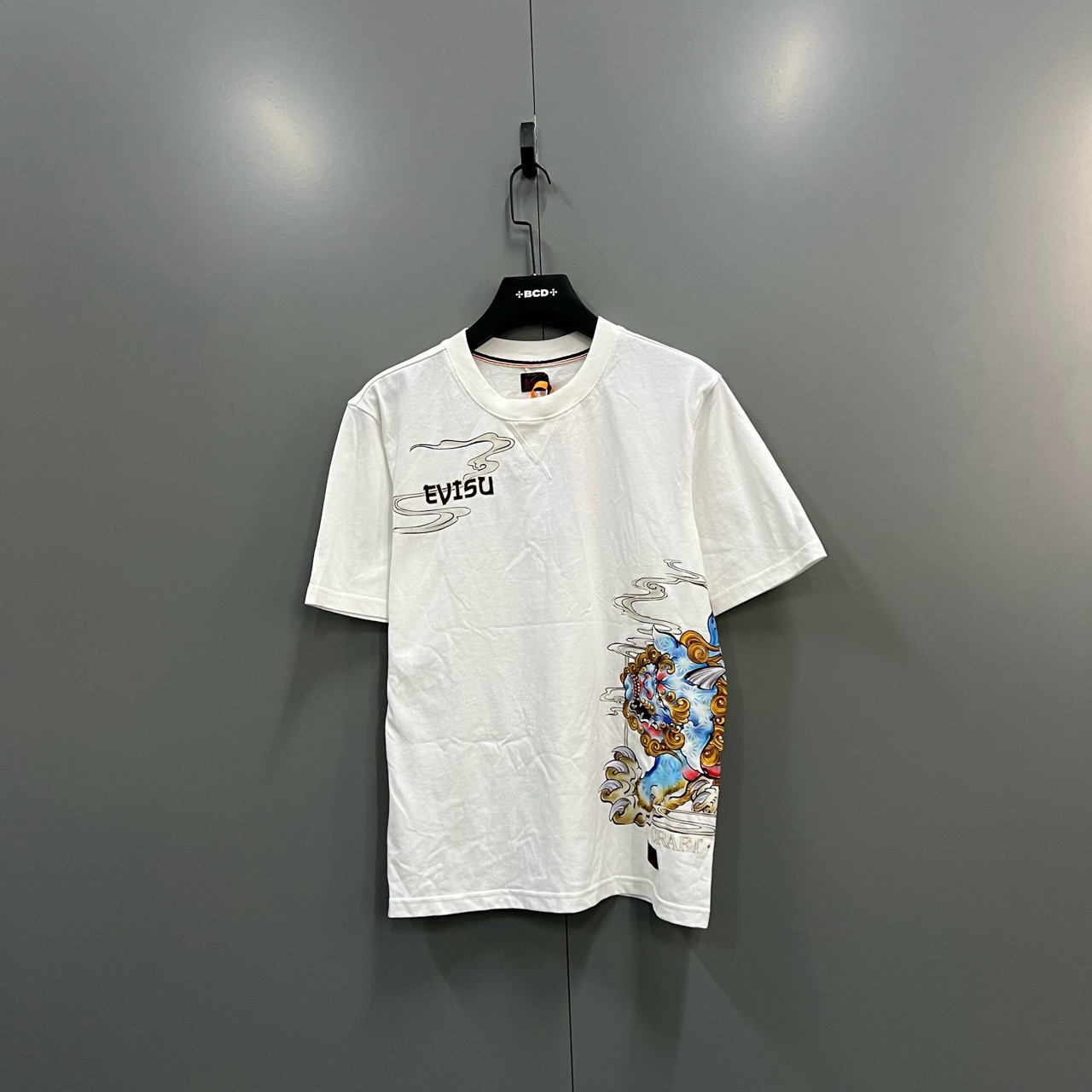 95新 Evisu (ll) 福神 字母狛犬印花短袖 L码