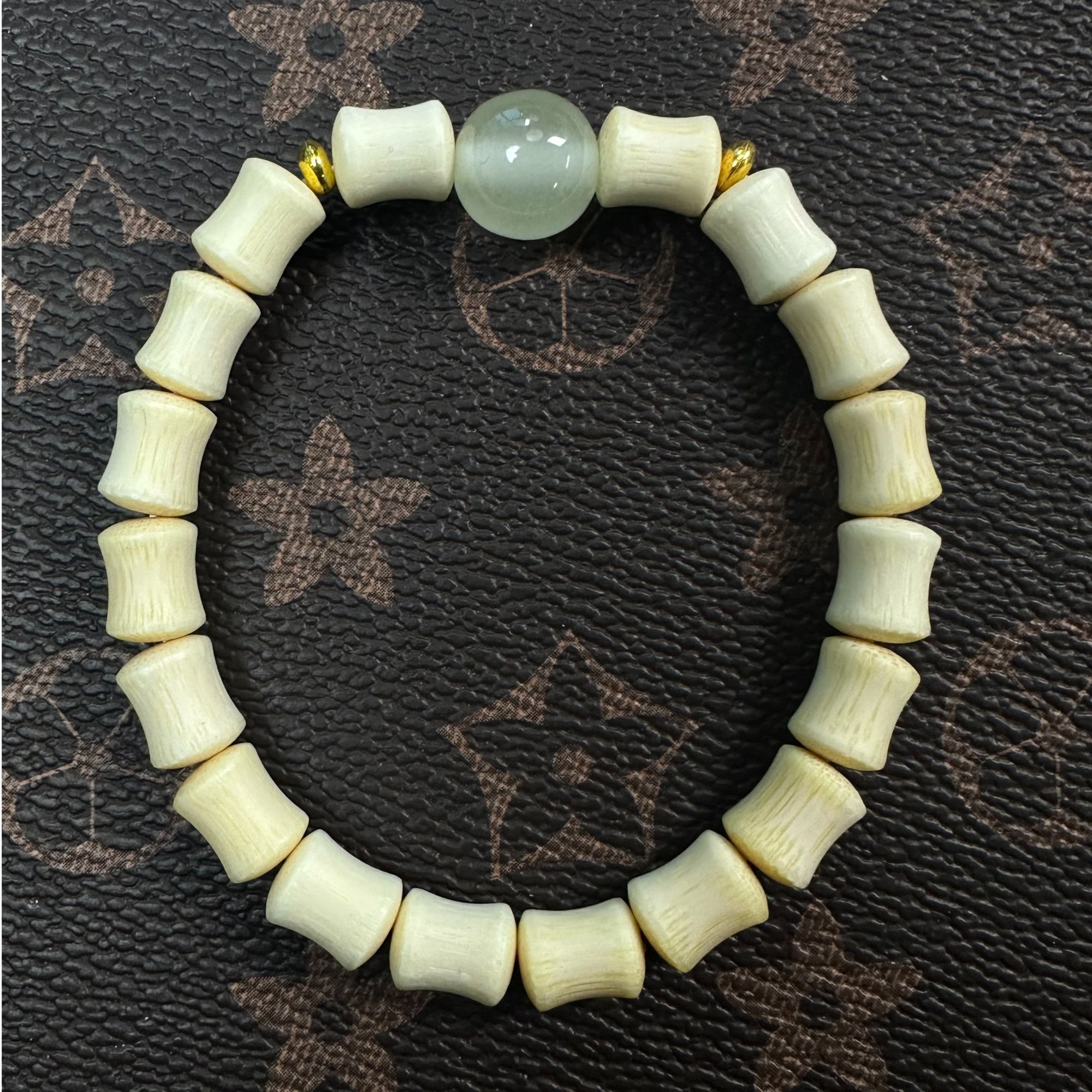 {A187}金丝实心玉竹竹节设计款（卡0.8)木制手串沾水不退