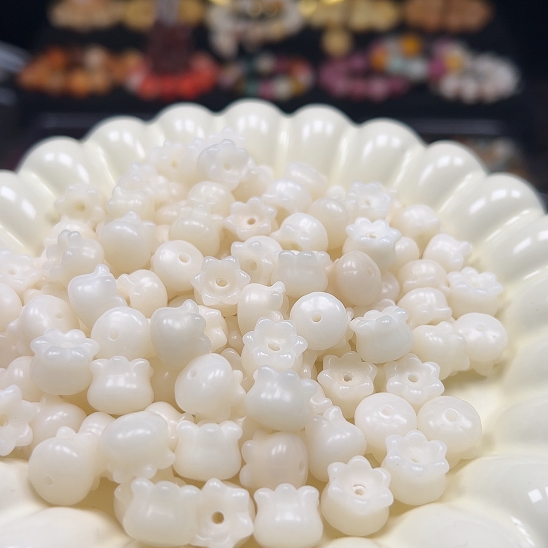 手串菩提根/象牙果卡12白色蓝铃花25颗