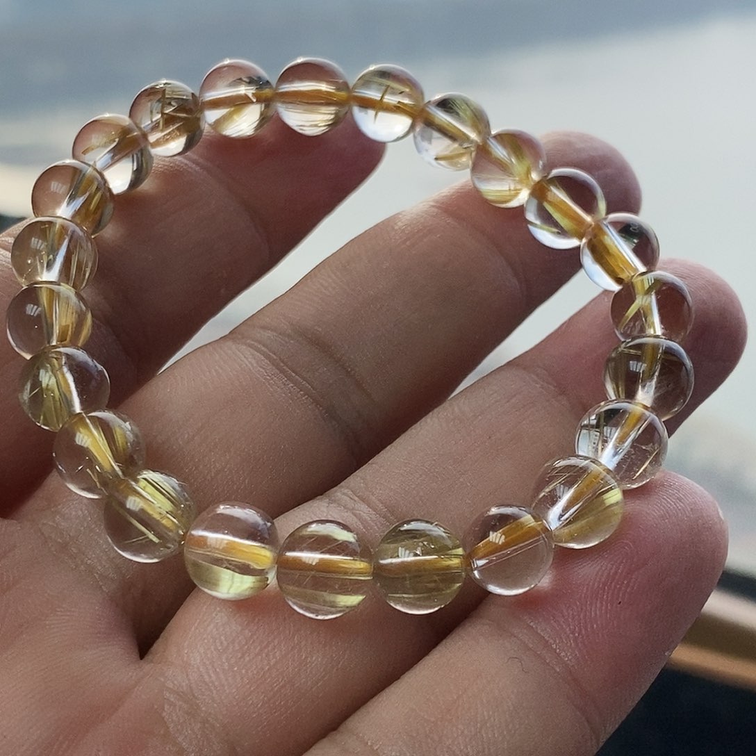 水晶未镶嵌手链巴西钛金水晶手串