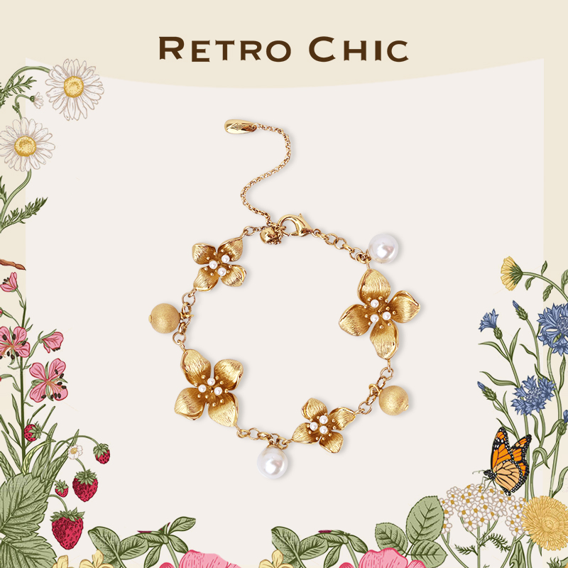 铜合金手链 RC RETRO CHIC 意大利复古时尚首饰 四瓣花手链