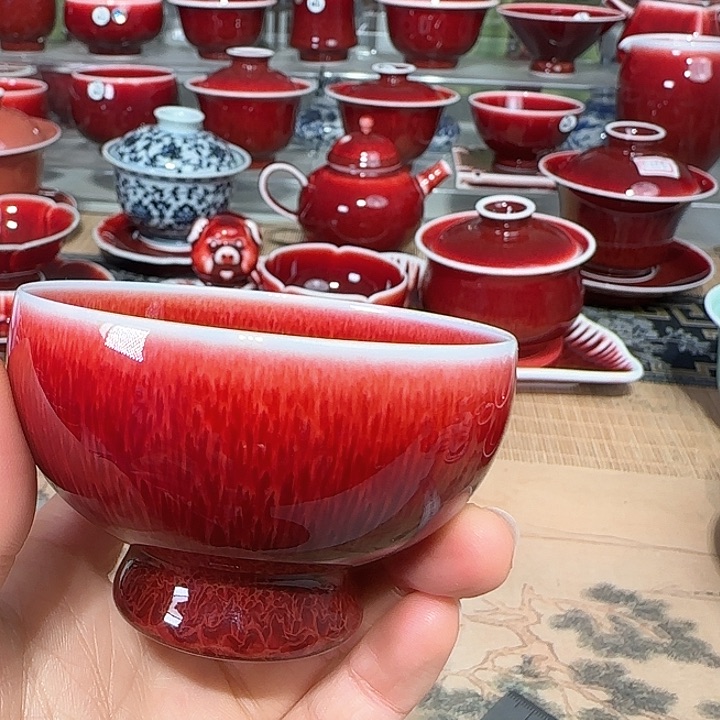 景德镇陶瓷红马坊杯