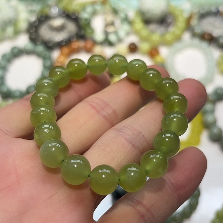 蛇纹石玉未镶嵌手串10苍**上